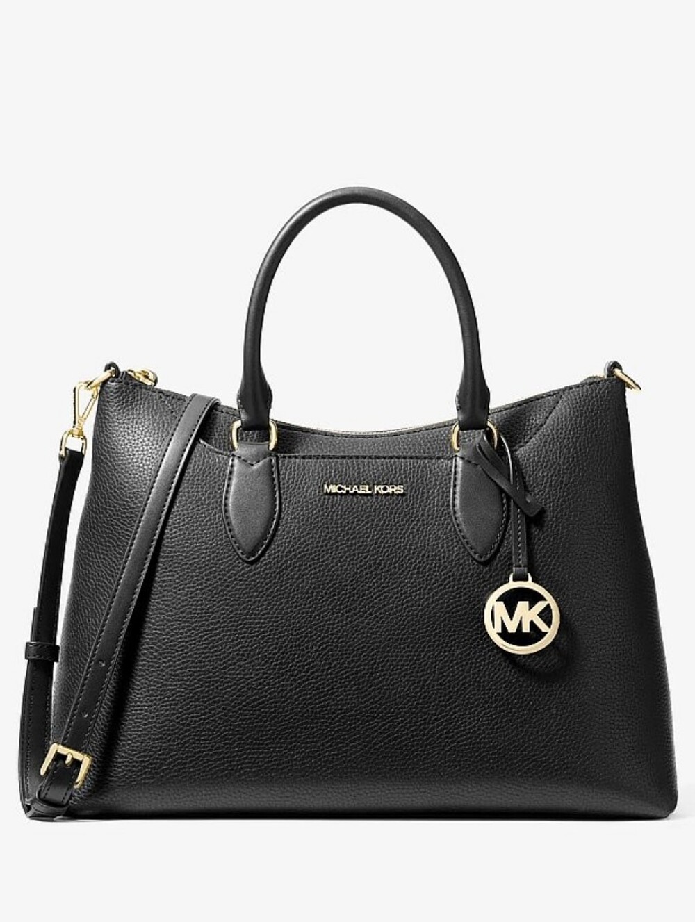 NEW MICHAEL Michael Kors Women's Black Austen Pebbled-leather Shoulder Bag black - Picture 2 of 7